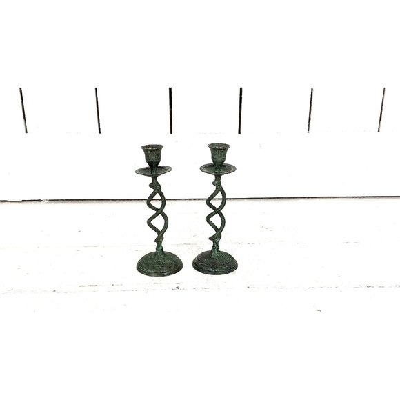 Vintage Other - Vintage metal ornate pillar candle holder candlesticks set of 2